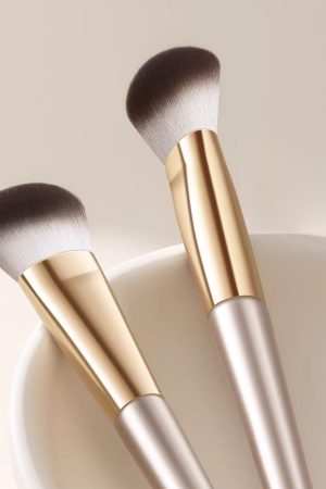 POPGOOD-Cosmetic brushes，Makeup Brushes Powder Foundation Brush Flawless Powder Brush Set with Highlighter Brush Blush Brush with Wooden Handle Perfect for Blending.